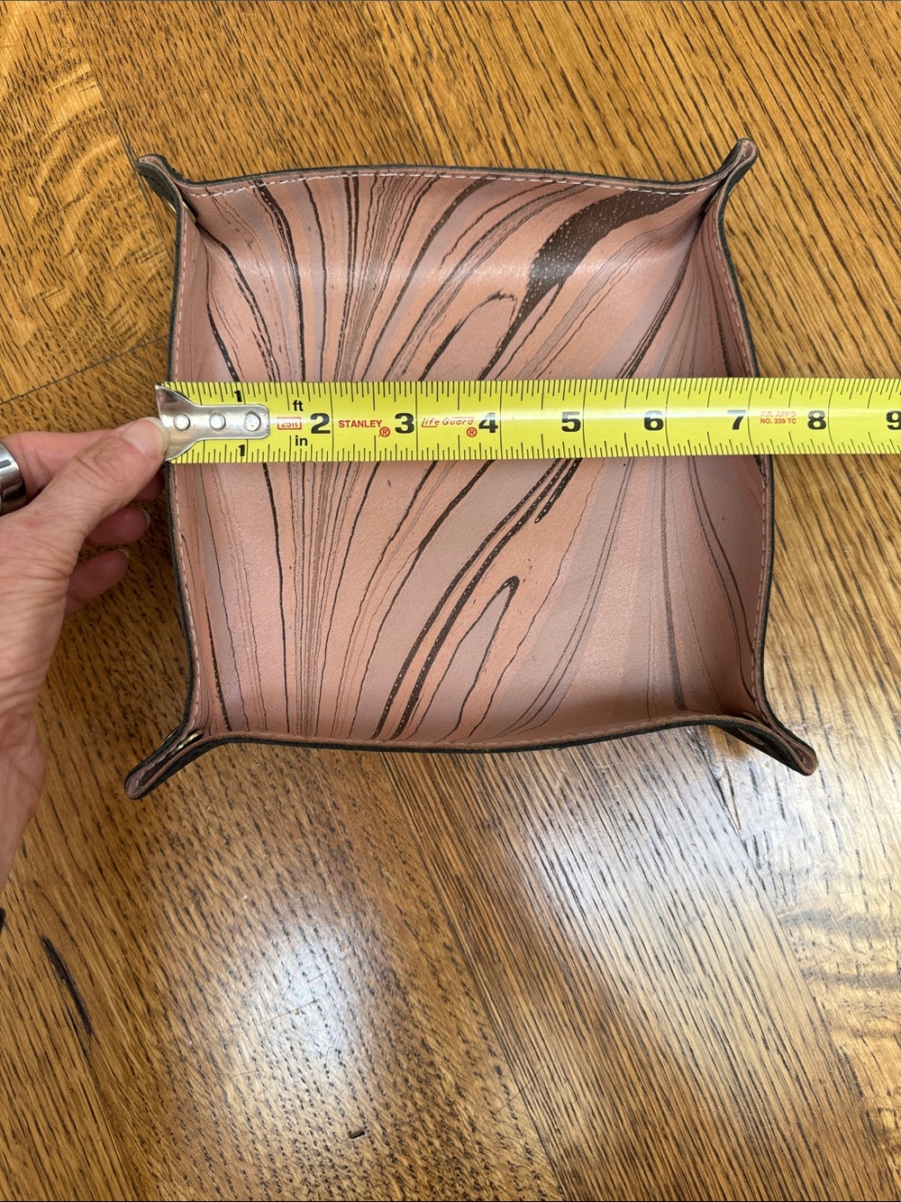 Tribe Alive Hand Marbled Leather Valet Tray Catchall Snap Corners - Picture 7 of 7
